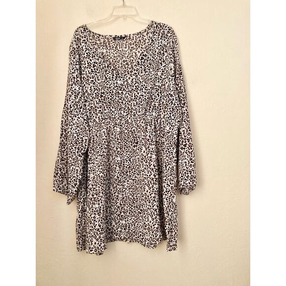 Shein Curve Women's Dress Size 5XL Brown Leopard Print Mini NWOT - Picture 2 of 6